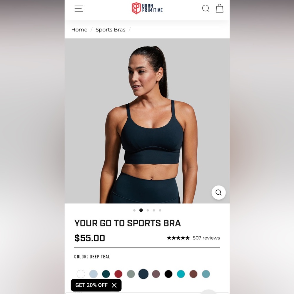 Brorn Primitive your go to blue sports bra size M